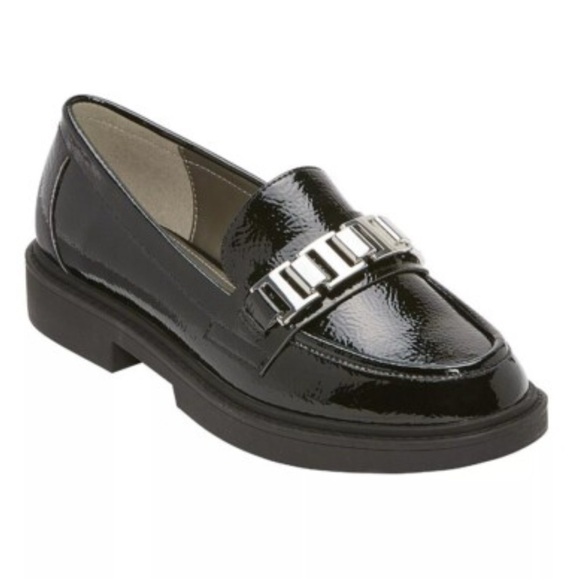 Worthington Black Patent Leather Loafers with Silver Accent - Picture 1 of 4